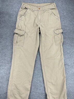 Carhartt Flame-Resistant Cargo Pants Mens 31x33 Beige Canvas Oilfield‎ Workwear